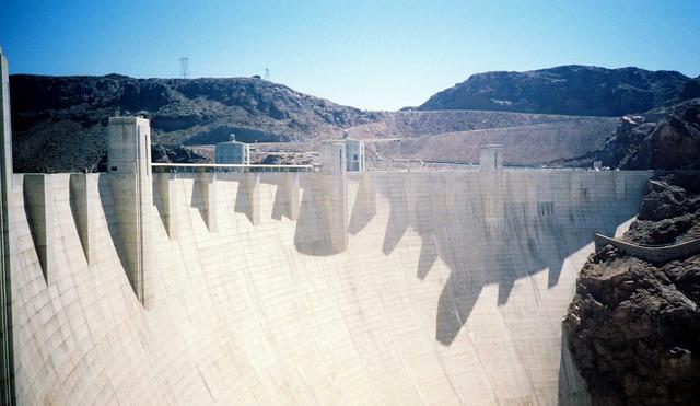 The face of the Hoover Dam from the Nevada side