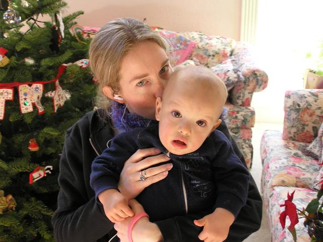 Jacob and Auntie Sal with her new iPod Mini