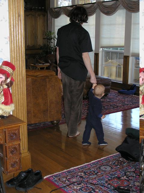Jacob learns how to walk on his own with Uncle Kris