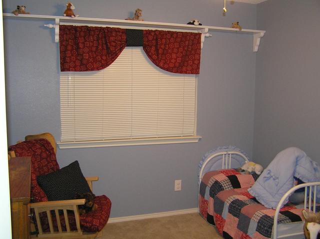 Jacob's room, showing off the valance that Kathy made for it