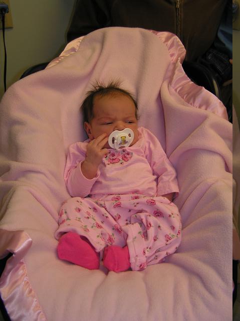 Lacy looks pretty in her all-pink outfit at the doctor's office