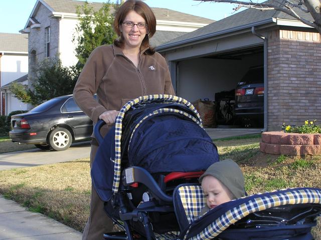 Jacob and Lacy go on a walk with Mom and Dad during a spell of nice early spring weather