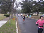 Kathy's sisters join her at the 22 mile mark along Swiss Avenue