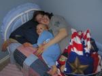 Jacob and Mommy enjoy Jacob's new toddler bed