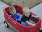 Ben and Jacob enjoy a stroll in the Radio Flyer