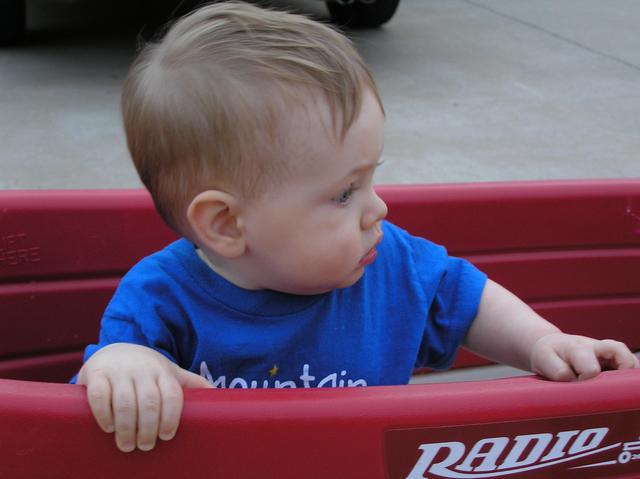 Jacob's friend Ben rides in the wagon